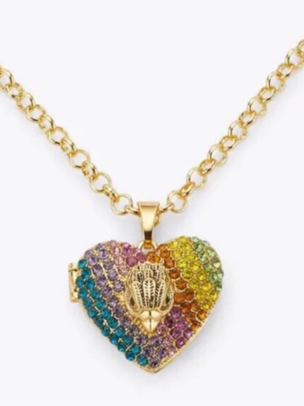 Kurt Geiger London XL Crystal Heart Locket necklace With Dustbag&NWT